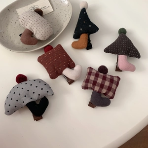 Fabric Mushroom Hair Clips Cute Polka Dot Plaid Alligator Clips For Kids Girls Sweet Handmade Hairpins Accessory