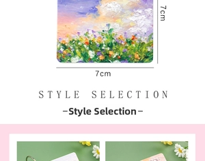 Detail of 7x7cm oil painting style floral sticky notes for journaling decoration