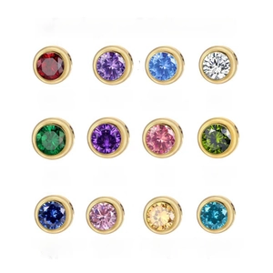 18K gold plated titanium birthstone necklace featuring 12 color crystal pendants