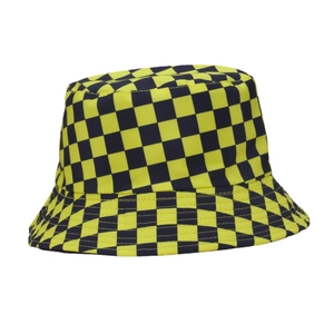Bob réversible Harajuku à carreaux jaunes et noirs pour la protection solaire d'été