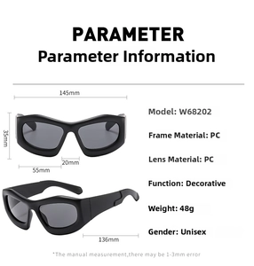 Detailed size specifications of oversized bubble frame sunglasses with dimension lines