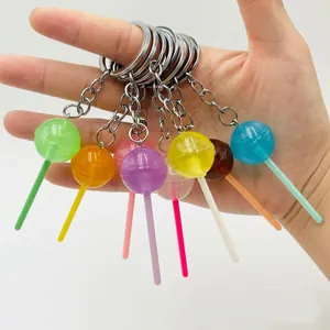 Lollipop Keychain Simulation Food Acrylic Resin Colorful Transparent Luminous Bag Pendant Glow In The Dark Glitter Charm