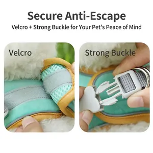 Harnais respirant pour chien en vert menthe avec velcro et boucle de sécurité forte