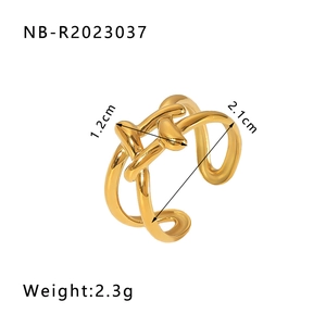 Elegant gold-plated twisted knot open ring with 1.2cm width and polished finish