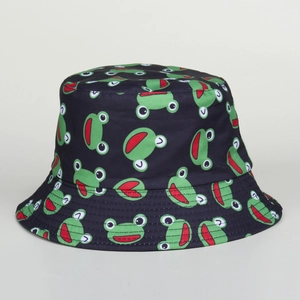 Chapeau de soleil noir décontracté avec motif de grenouille verte pour l'extérieur