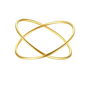 Minimalist double layer interlocking 18k gold plated stainless steel ring for women