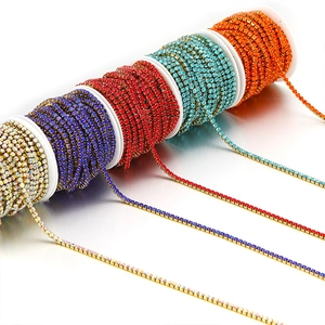 Colorful rhinestone claw chain set on spools for DIY jewelry and clothing accessories