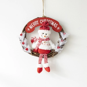 Couronne de Noël avec bonhomme de neige et signe Merry Christmas pour décoration murale