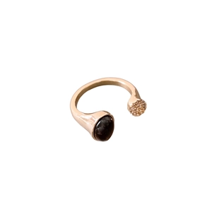 Minimalist 18K gold-plated tiger eye stone adjustable open ring for women