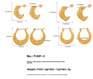 Detailed size measurement chart of geometric titanium steel earrings with product dimensions