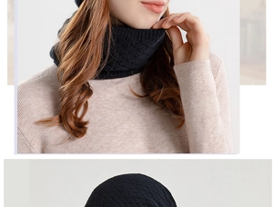 Detailed view of the wave-textured knit neck warmer with soft fleece lining for winter