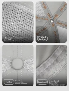 Close-up details of breathable mesh fabric and reinforced inner lining on baseball cap