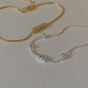 Minimalist 925 sterling silver snake chain bracelets in gold and silver finish