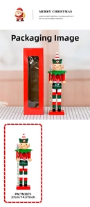 Detailed view of 37cm candy clown nutcracker with festive gift box and measurements