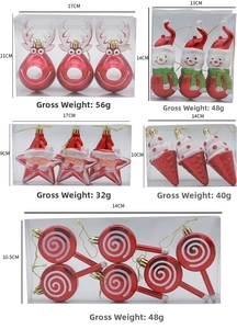 Detailed view of assorted Christmas lollipop and reindeer ornaments in gift packaging
