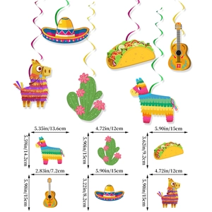 Mexican Fiesta party decorations set with pinata and cactus cutout size dimensions