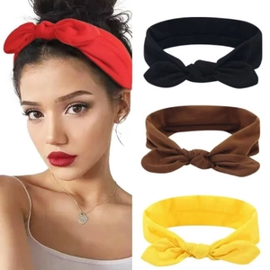 Women Wide Elastic Headband Sweat Absorbent Yoga Sports Cotton Cloth Hair Band Knotted Bohemian Style Hair Accessories