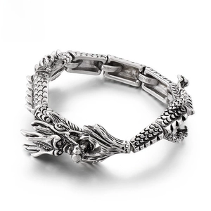 Men Dragon Head Bracelet Stainless Steel Heavy Chain Retro Punk Rock Biker Jewelry Vintage Gothic Dragon Scale