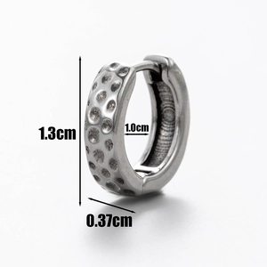 Detailed size specifications for men's silver stainless steel dragon totem hoop earring