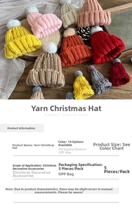 Macro detail of colorful knitted mini Christmas hats with soft pom poms for festive decor