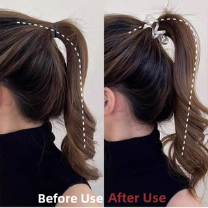 Before and after comparison of high ponytail lift with spiral jelly phone cord hair ties