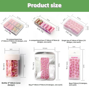 Detailed size specifications for the butterfly and starry sky nail art transfer foil set