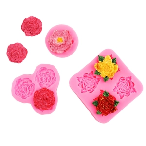 Set of 5 silicone rose and peony molds for chocolate cake decor and resin crafts