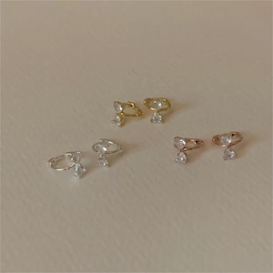 Minimalist Bow Hoop Earrings With Zircon In 925 Sterling Silver For Women Sweet Style Elegant Daily Wear Jewelry