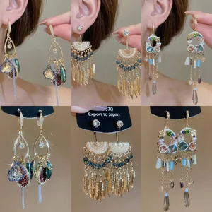 Bohemian Vintage Long Tassel Drop Earrings With Rhinestone Crystal And 925 Sterling Silver Earring Post French Style