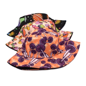 Three-piece mushroom and space print bucket hats set for sun protection and outdoor style