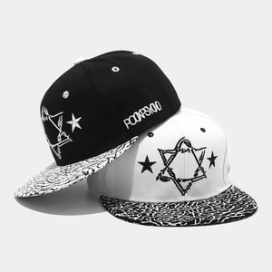 Vintage Snapback Hat Cotton Flat Brim Star Embroidery Hip Hop Streetwear Adjustable Sun Cap