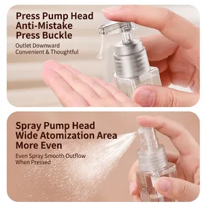 30ml portable transparent travel spray and lotion pump bottles with safety clip
