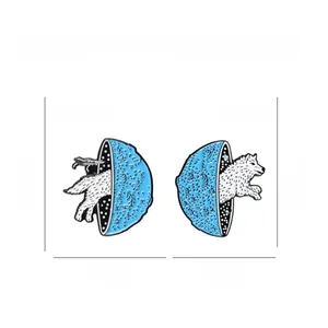 Detailed size chart of the white wolf enamel pin showing 1.1x1 inch alloy badge dimensions