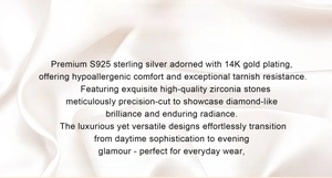 Detailed poster showcasing S925 sterling silver and 14K gold plating material specs