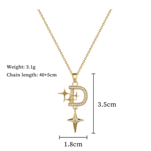 Detail view of gold titanium necklace with D-star pendant dimensions and weight info
