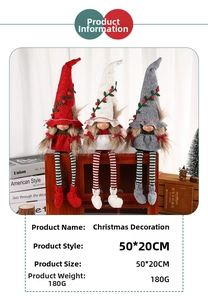 Drei langbeinige Weihnachtswichtel in Rot, Weiß und Grau mit Maßen von 50 mal 20 cm