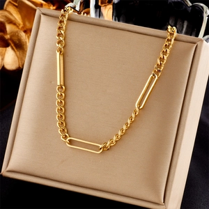 Fashion Titanium Steel Gold Necklace Hip Hop Punk Asymmetric Stitching Heavy Chain Choker Jewelry Gift For Women