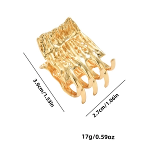 Lava texture gold metal hair claw clip for high ponytail styling with size dimensions