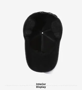 Detailed interior lining of the winter baseball cap featuring reinforced six-panel stitching