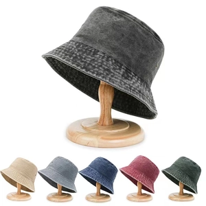 Washed Denim Bucket Hat Cotton Sun Protection Vintage Outdoor Sunshade For Men Women Versatile All Seasons Foldable