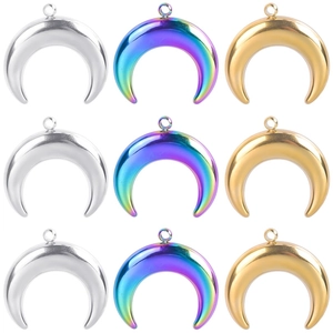 Crescent Moon Pendant Stainless Steel Polished Charm DIY Jewelry Making Accessory For Necklace Bracelet Retro Style