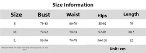 Detailed size chart for solid color pleated asymmetric dress including bust and waist metrics