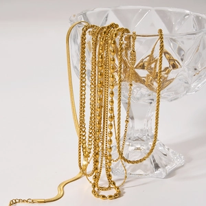 Assortimento di catene d'oro in acciaio inossidabile 304, stili serpente e cubano in vetro