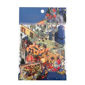 Van Gogh dreamland scenery stickers set with PVC sheets and background card