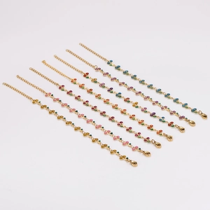 Bohemian stainless steel bracelets with colorful enamel cherry blossom charms in 7 colors