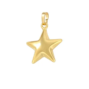 Polished gold brass star pendant 20x28mm minimalist celestial charm for jewelry
