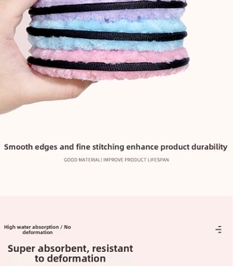 Close-up of thick microfiber facial cleansing pads with high water absorption features