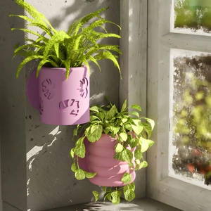 Moule en silicone rose pour jardinières murales avec motifs de feuilles et de rayures