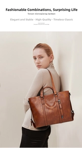 Dettaglio della borsa tote in pelle caramello con cerniera e componenti in metallo