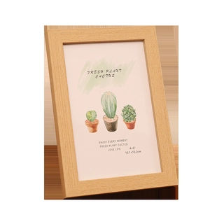 Modern light wood photo frame 4x6 inch with minimalist natural wood grain texture